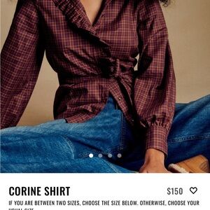 Sezane Corine Shirt in Burgundy Plaid